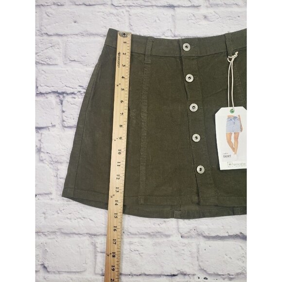 Re Generation By Celebrity Pink Corduroy Button Front Mini Skirt Olive  Size 3 - Picture 6 of 7